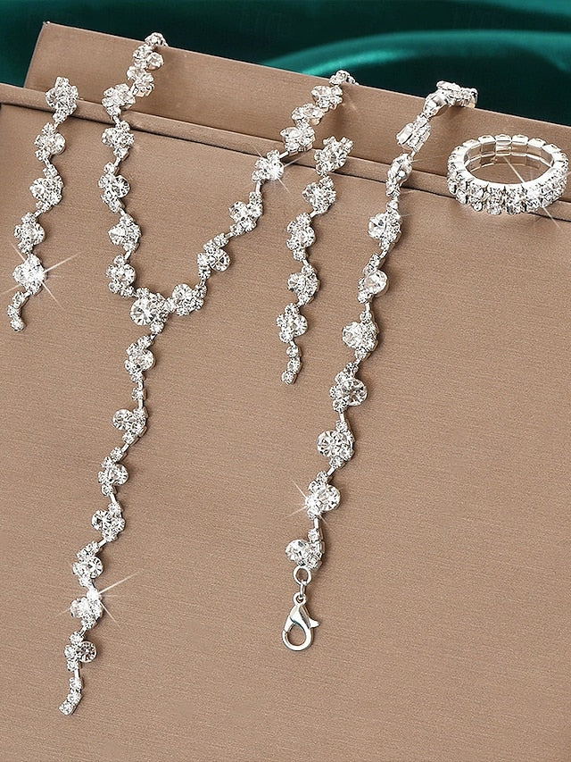 Set Necklace Jewelry Elegant Rhinestone Gold –