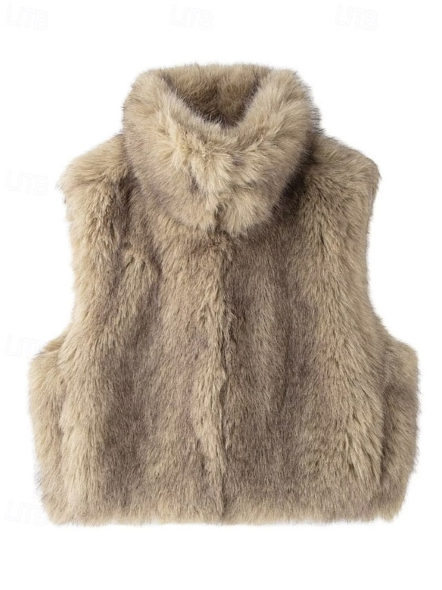Leathers Fur Vest Faux Coat Furs Comfortable Women's