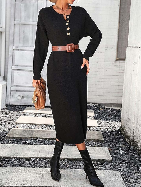 Women's Sweater Dress Elegant Fashion Casual Solid Color