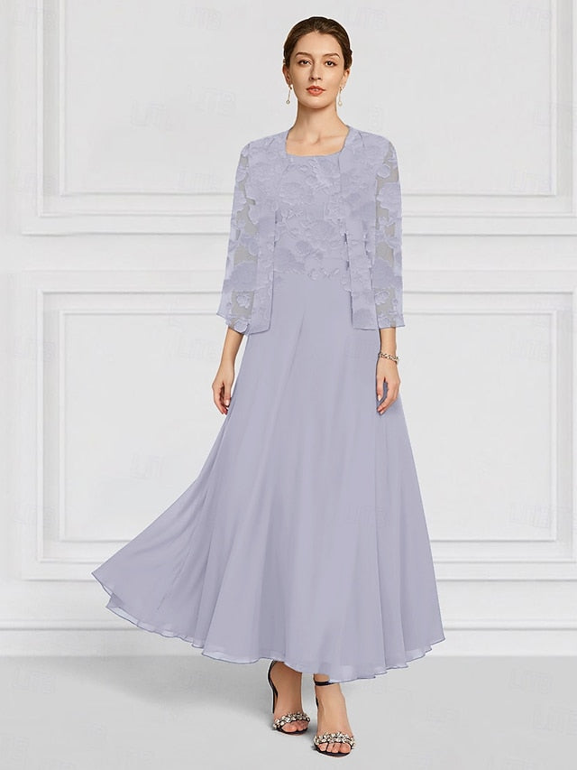 Lace the Floral Mother Bride A-Line of Two SkyBurnt Out Piece