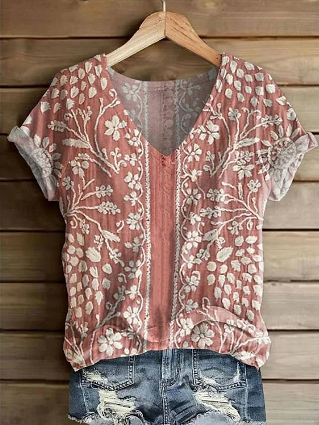 Women's T Shirt Floral Graphic Paisley Bohemia Vintage