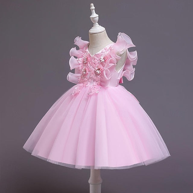 Sequin Color Girls' Kids Dress Party Solid Flower