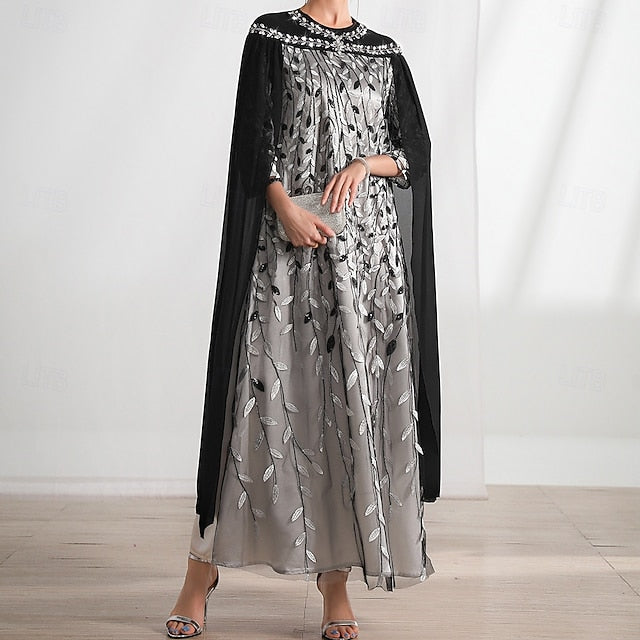 Mother the Cape Crew Bride of Neck A-Line Elegant Dress
