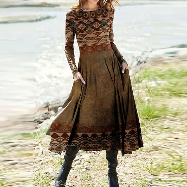 Women's Midi Dress Casual Dress Winter Dress Ethnic Dress