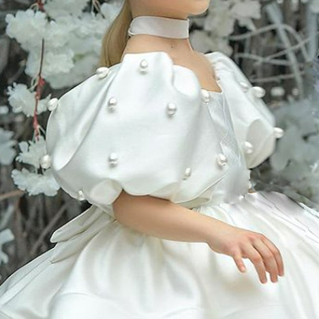 Solid Girls' Dress Color Girl Kids Flower