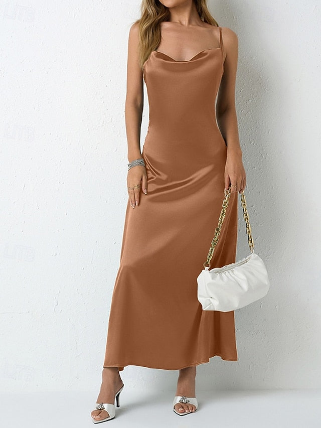 Women's Midi Dress Satin Dress Party Dress Cocktail Dress