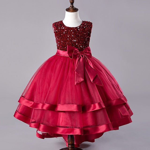 Party Sleeveless Kids Girls' Sequin Wedding Festival Dress