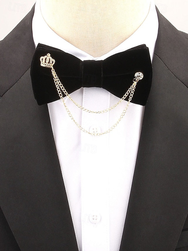 with Tie Velvet Crown Detail Men's – Chain Bow and
