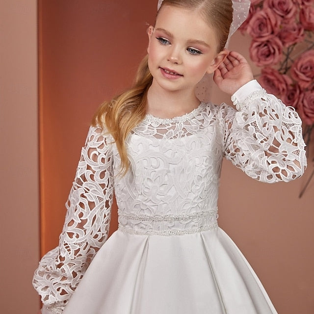 Dress Girls' Communion Girl First Flower Kids Solid