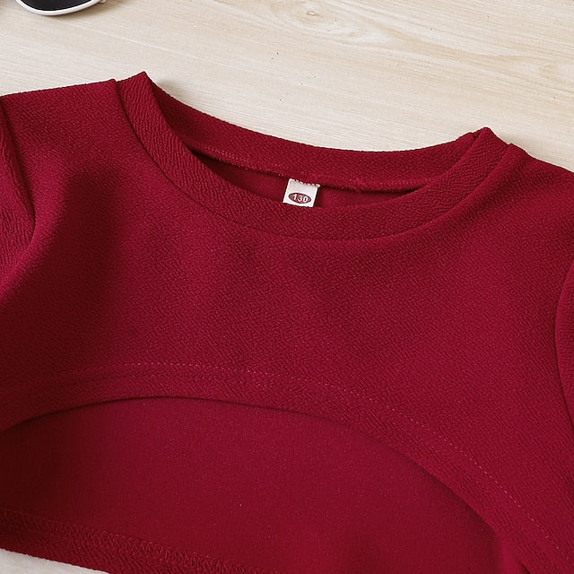 Dress Pieces Girls' Color Long Kids Set Suits 2 Block