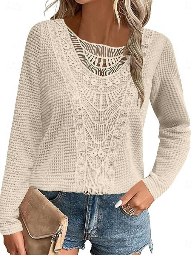 Women's Blouse Solid Color Elegant Stylish Casual Long