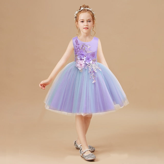 Blushing Blue Floral Purple Dress Girls' Party Lace Kids