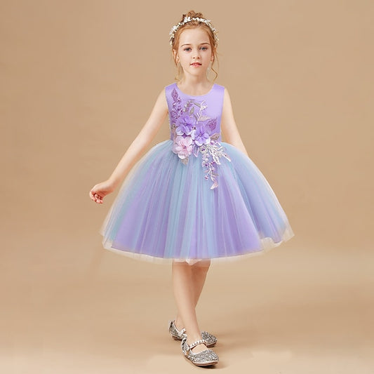 Blushing Blue Floral Purple Dress Girls' Party Lace Kids