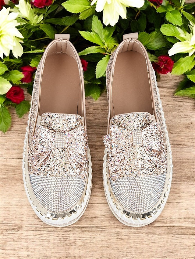 Women Rhinestone Sparkling for Loafers Glittery Slip-On –