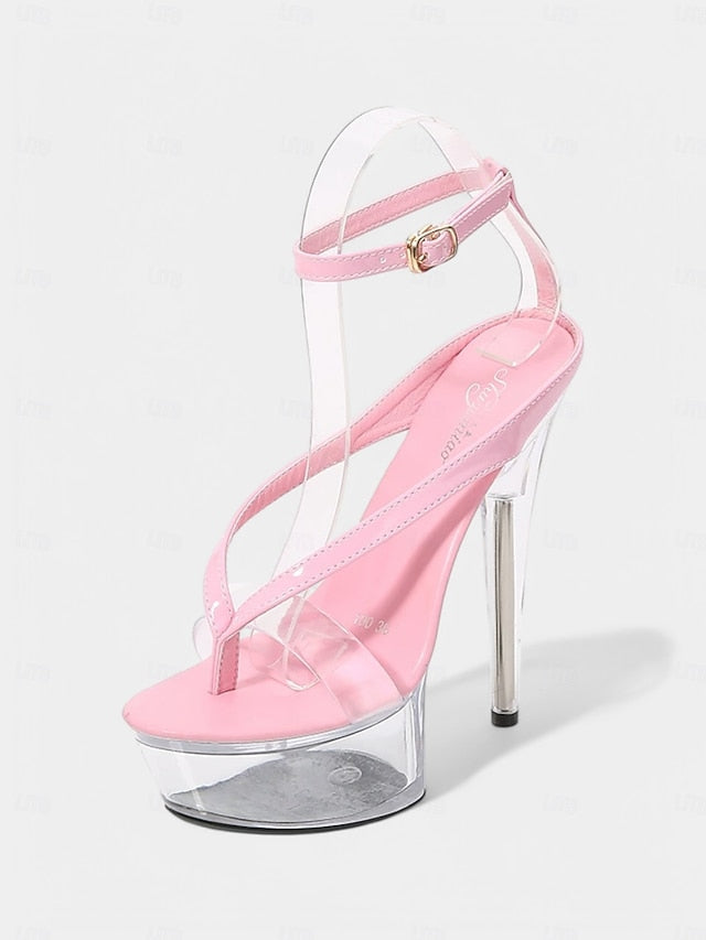 Sexy Sandals Clear – Lavender Heel Nightclub Platform