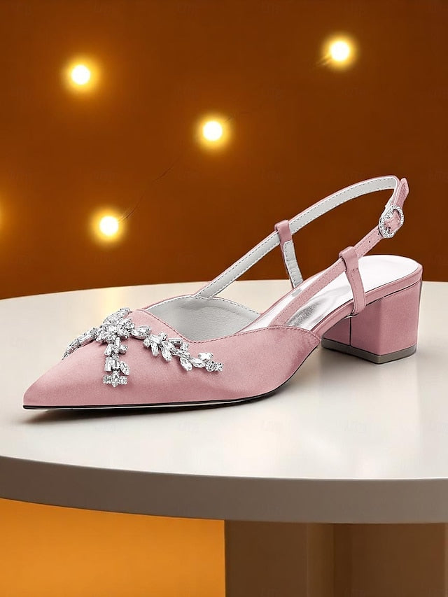 Slingback Black Women's Heels Satin