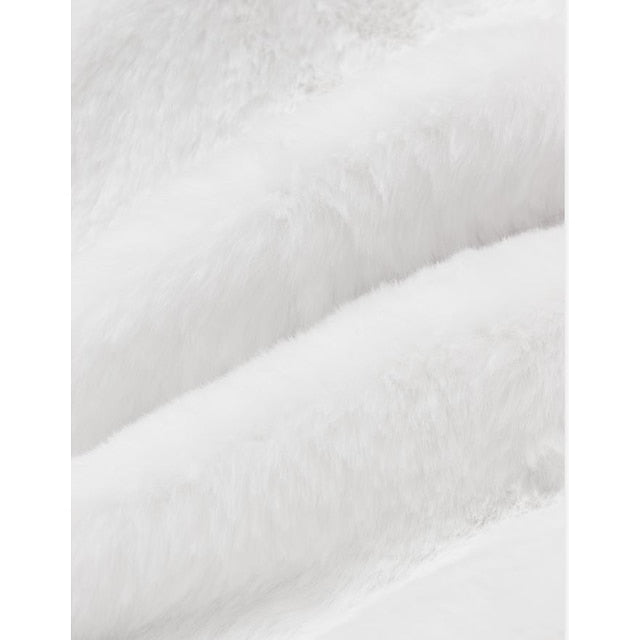 Long Jacket Sherpa Fur Coat White Women's Faux Black