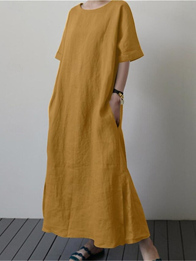 Women's Blue Black Yellow Summer Spring Maxi Dress Faux