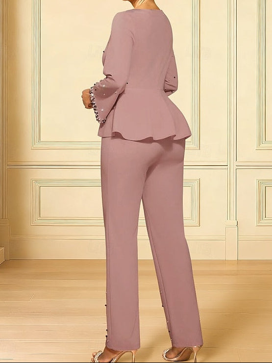 Bride Jumpsuits Dress of Mother Neck Elegant Ankle the V Length