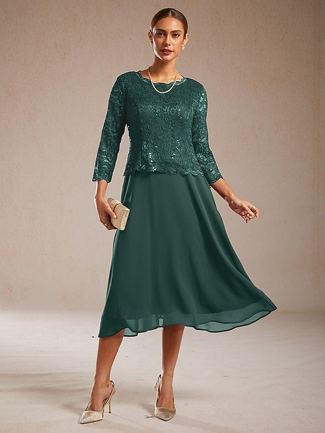 Women's Midi Dress Chiffon Dress Elegant Party Birthday