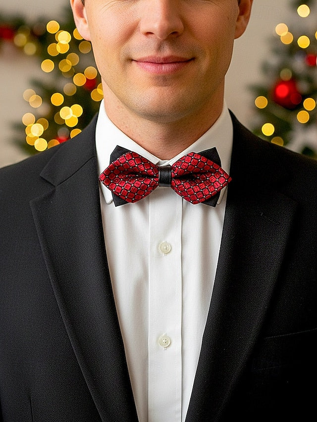 Bow Christmas Pattern Geometric with Men's Tie