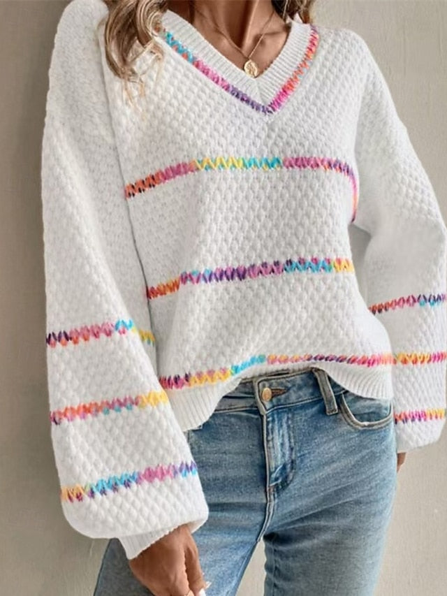 Women's Sweater Pullover Daily Stylish Casual Striped