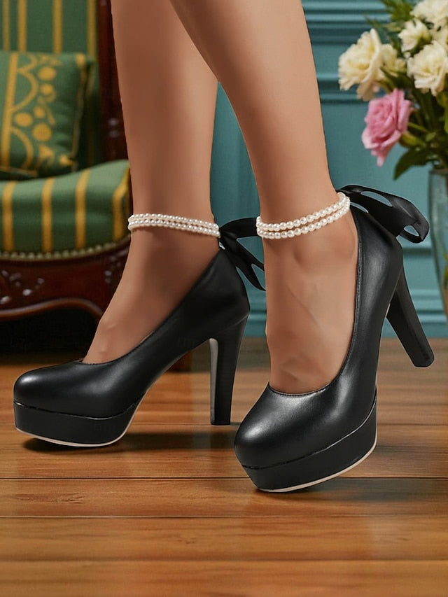 1950s - Faux Heels Pink Women's Platform Victorian-Style