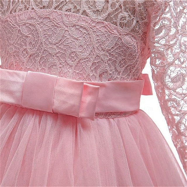 Girls' Wedding Dress Colored Solid Flower Kids Girl