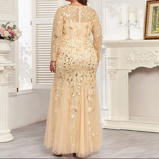 Dress Floor Sparkle / Gown Trumpet Formal Mermaid Evening