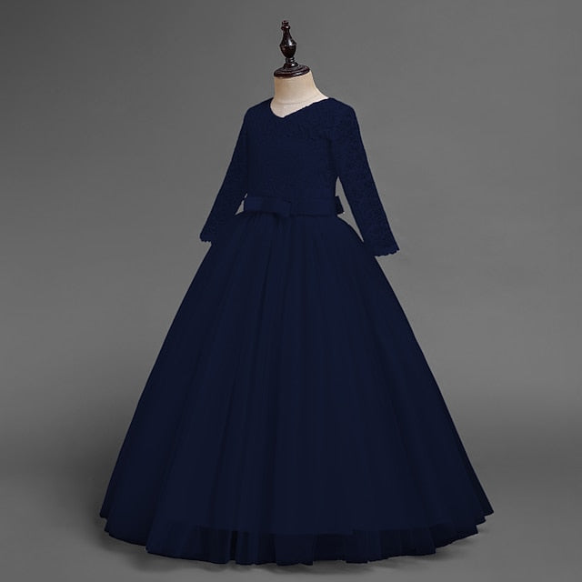 Dress Half Girl Kids Wedding Girls' Flower Sleeve