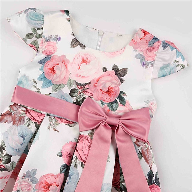 Kids Girls' Short Party Sleeve Dress Floral Flower