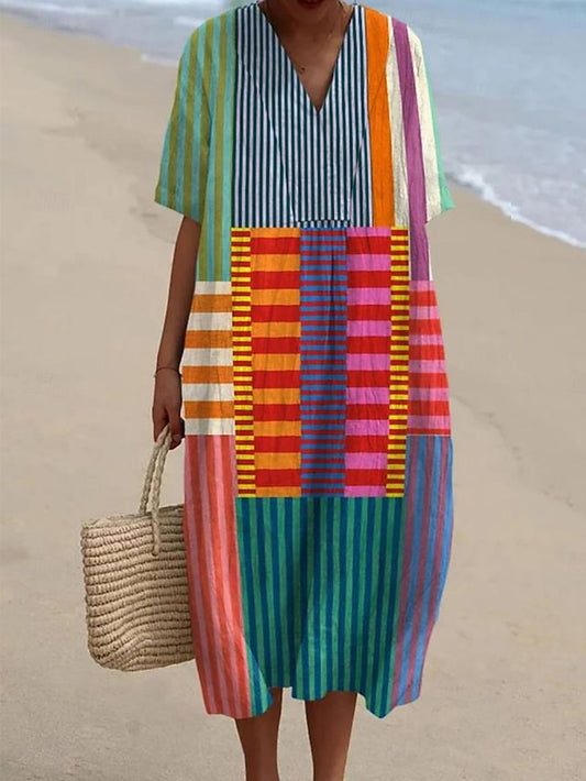 Women's Midi Dress Sundress A Line Dress Linen Vacation