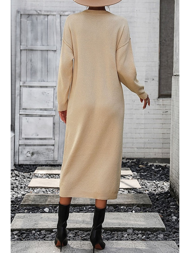 Women's Sweater Dress Elegant Fashion Casual Solid Color