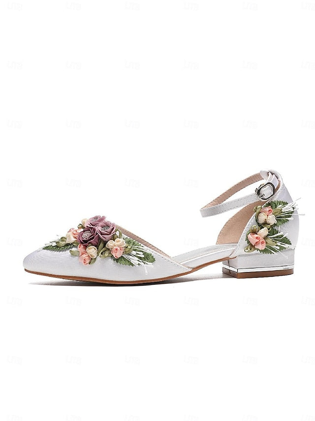 Shoes – Floral White Clutch Embroidered Flat with Matching