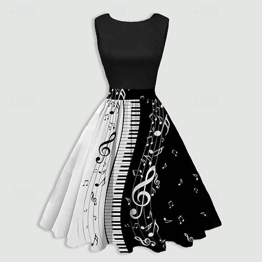 Women's Retro 1950s Vintage Tea Dresses Midi Dress Daily