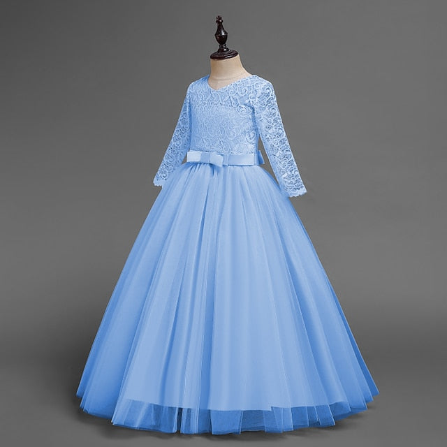 Dress Half Girl Kids Wedding Girls' Flower Sleeve