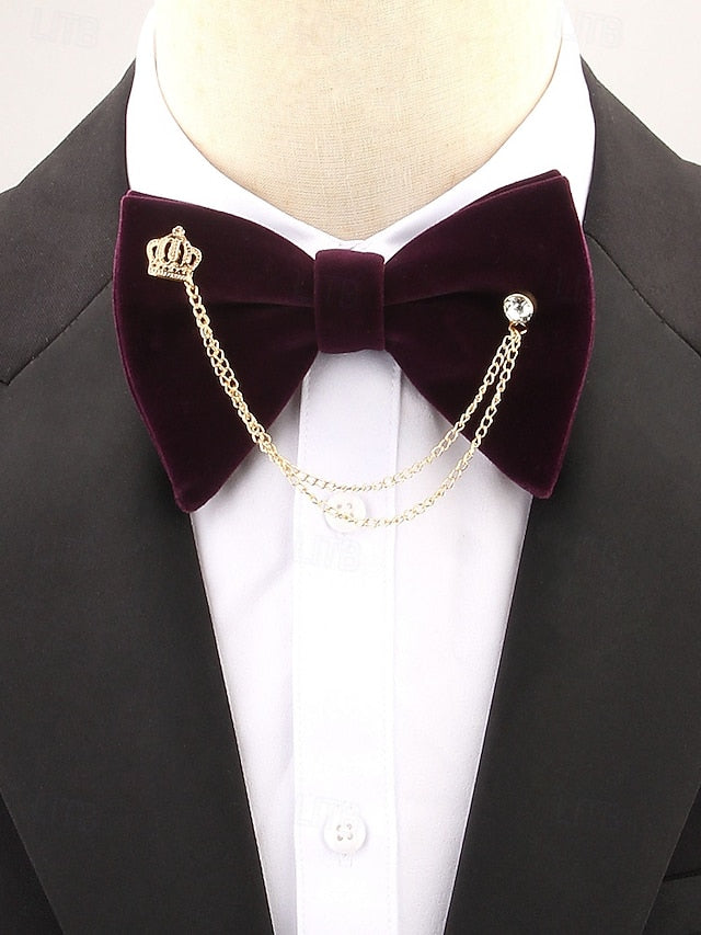 and Tie Crown with Velvet – Men's Chain Bow Detail