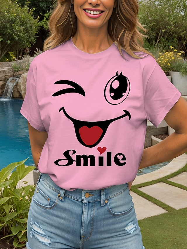 Women's T Shirt Heart Graphic Letter Vintage Stylish