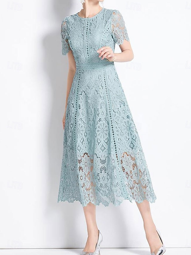 Length Dress Bride of Tea Neck Crew Mother the Elegant