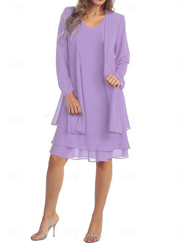 Women's Knee Length Dress Casual Dress Dress Set Chiffon