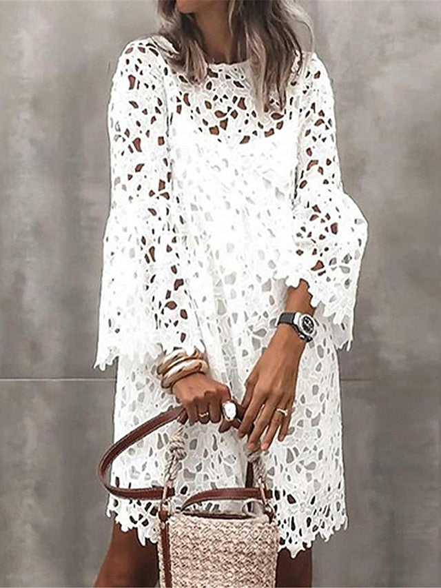 Women's Mini Dress White Dress White Lace Wedding Dress