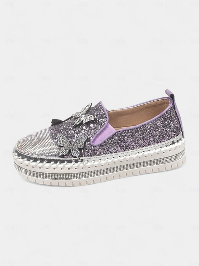 Platform Women's Glitter with Sneakers Slip-On Purple