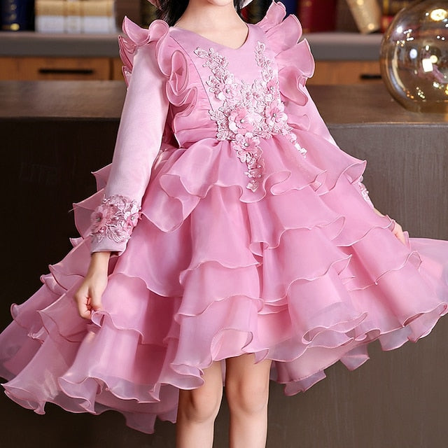 Long Wedding Dress Special Sleeve Kids Girls' Flower Party