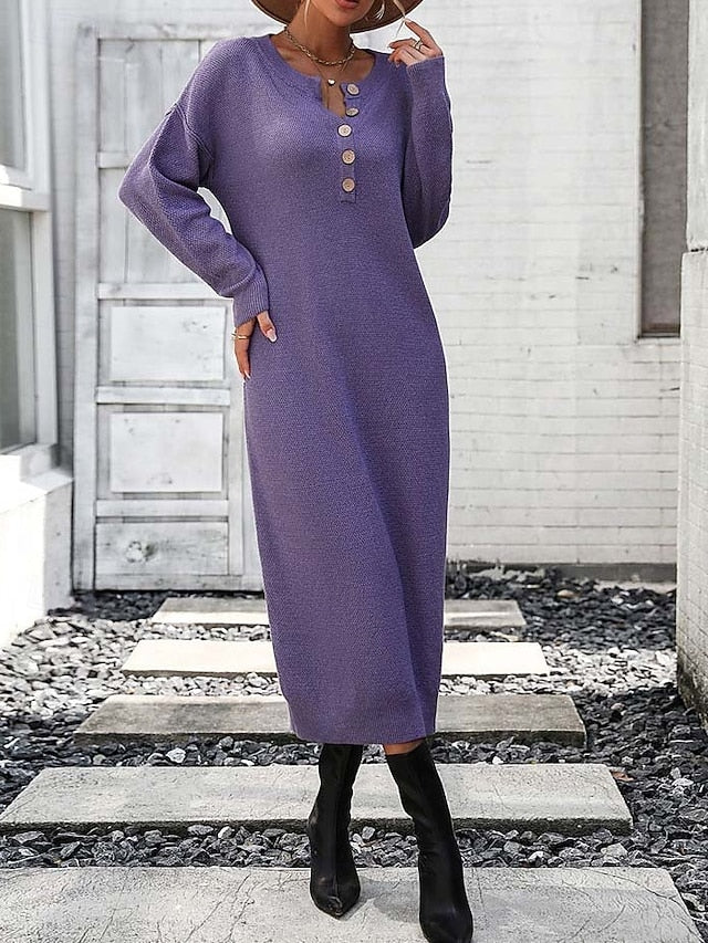 Women's Sweater Dress Elegant Fashion Casual Solid Color
