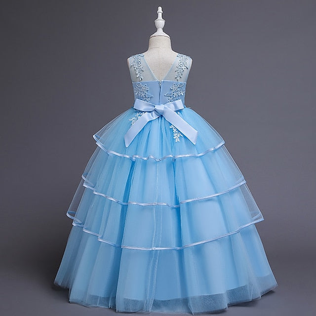 Kids Party Dress Girls' Solid Sleeveless Color