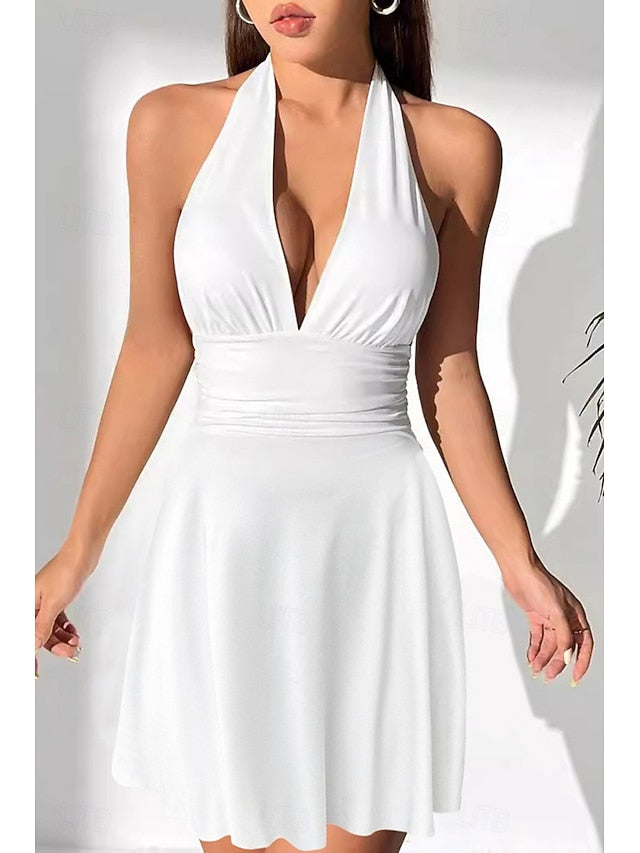 Women's Mini Dress White Dress Graduation Dress Fashion