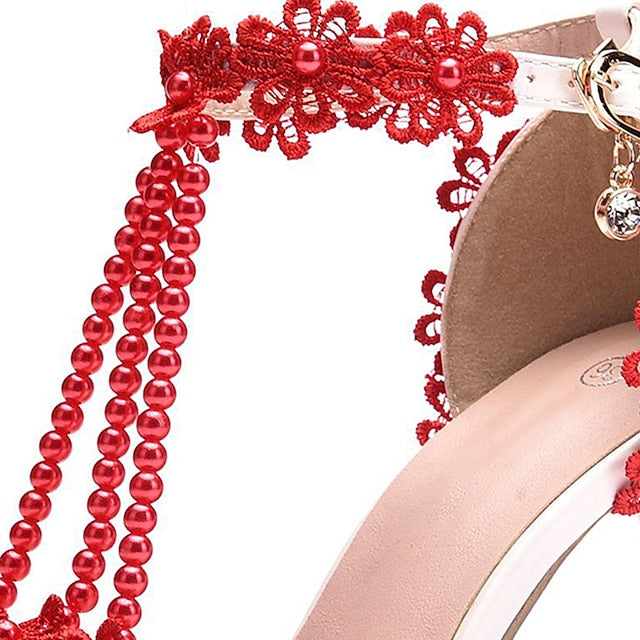 Lace Heel High Shoes Pointed Women's Bridal Wedding