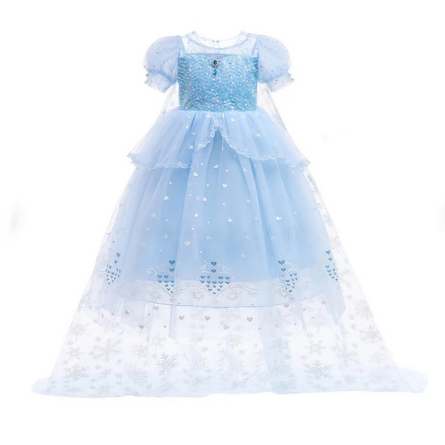 Cosplay Frozen Princess Cloak Dress Girl Elsa Flower