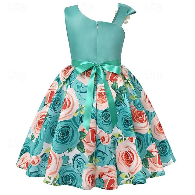 Easter Sleeveless Girls' Flower Dress 3D Summer Party