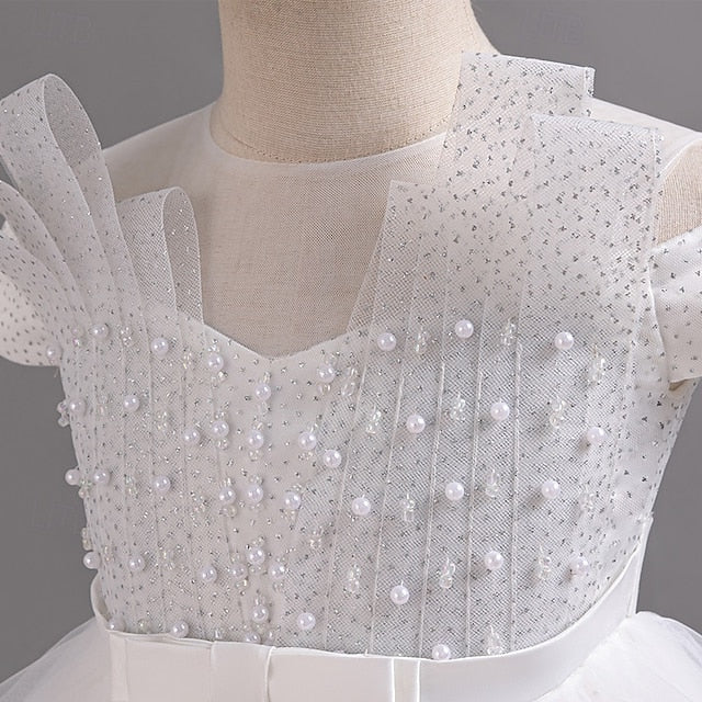 Party Dress Sleeve Kids Wedding Color Solid Short Girls'